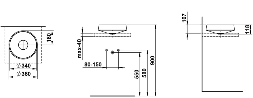 Laufen Waschtisch-Schale NIB aus Stahl, rund, 360 x 360 x 118 mm in schwarz matt Laufen Waschtisch-Schale NIB aus Stahl, rund, 360 x 360 x 118 mm in schwarz matt