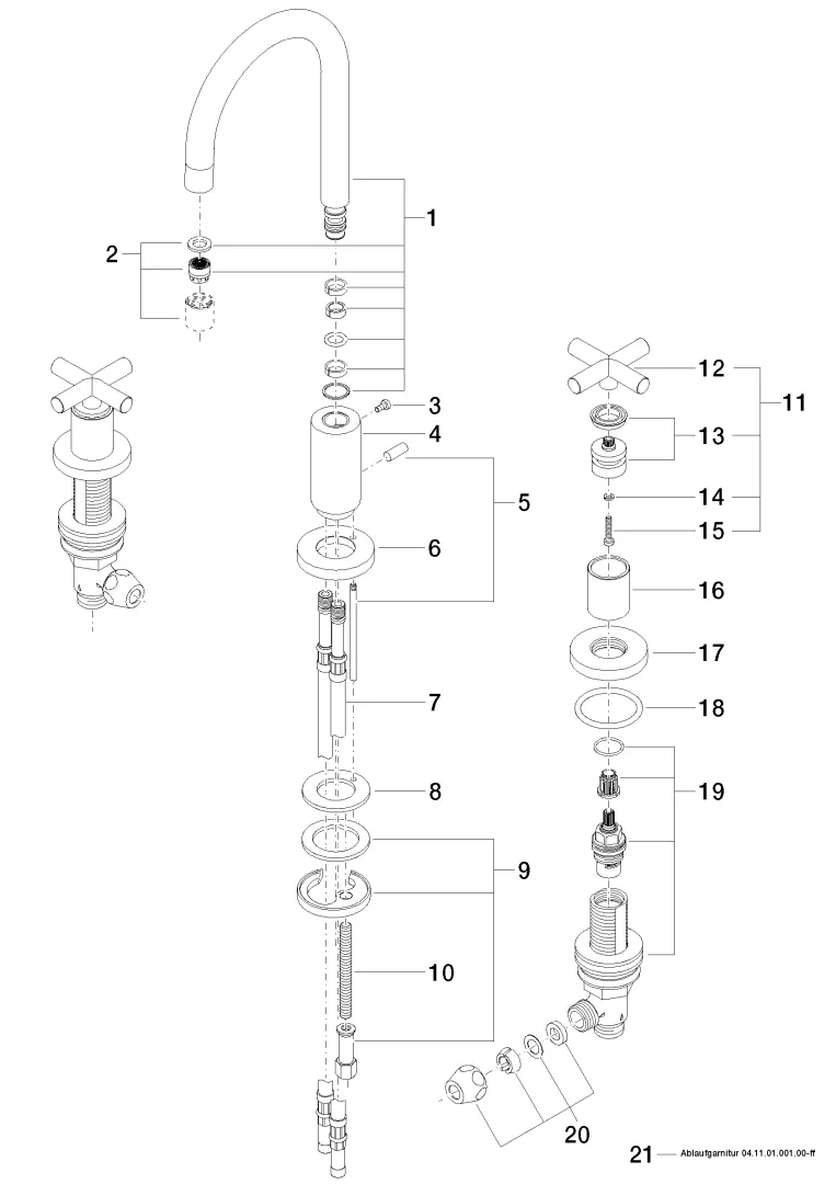 Waschtisch-Dreilochbatterie mit Ablaufgarnitur TARA Chrom 20710892 Waschtisch-Dreilochbatterie mit Ablaufgarnitur TARA Chrom 20710892