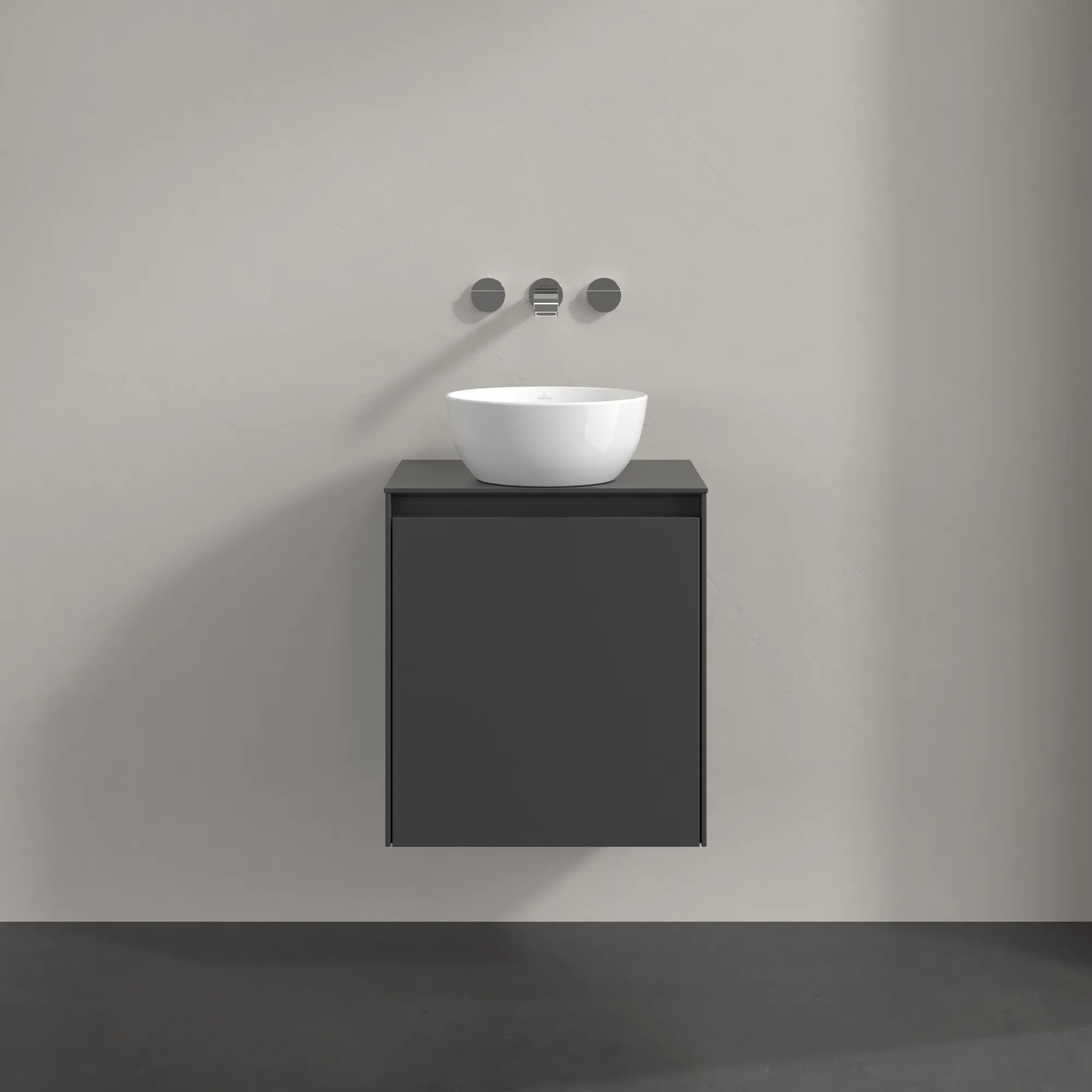 Villeroy & Boch Waschtischunterschrank „Collaro“ 500 × 548 × 380 mm Graphite, für Becken mittig, Anschlag rechts, mit Beleuchtung