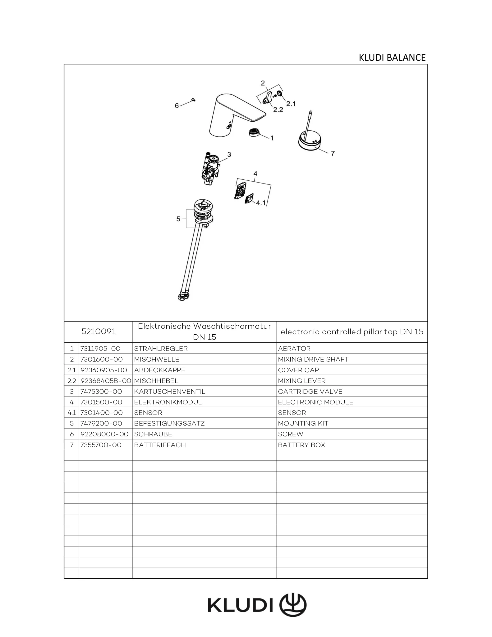 Kludi BALANCE Elektronische Waschtisch-Armatur chrom/weiß, DN 15, 1-Loch Montage, Infrarot-Doppelsensorik, IP65