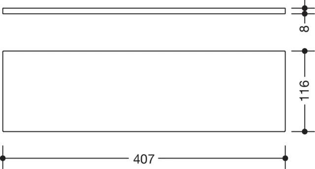 Glasplatte der Serie 477, Klarglas, mit geschliffenen Kanten, B: 407 mm, T: 116 mm, Stärke 8mm Glasplatte der Serie 477, Klarglas, mit geschliffenen Kanten, B: 407 mm, T: 116 mm, Stärke 8mm