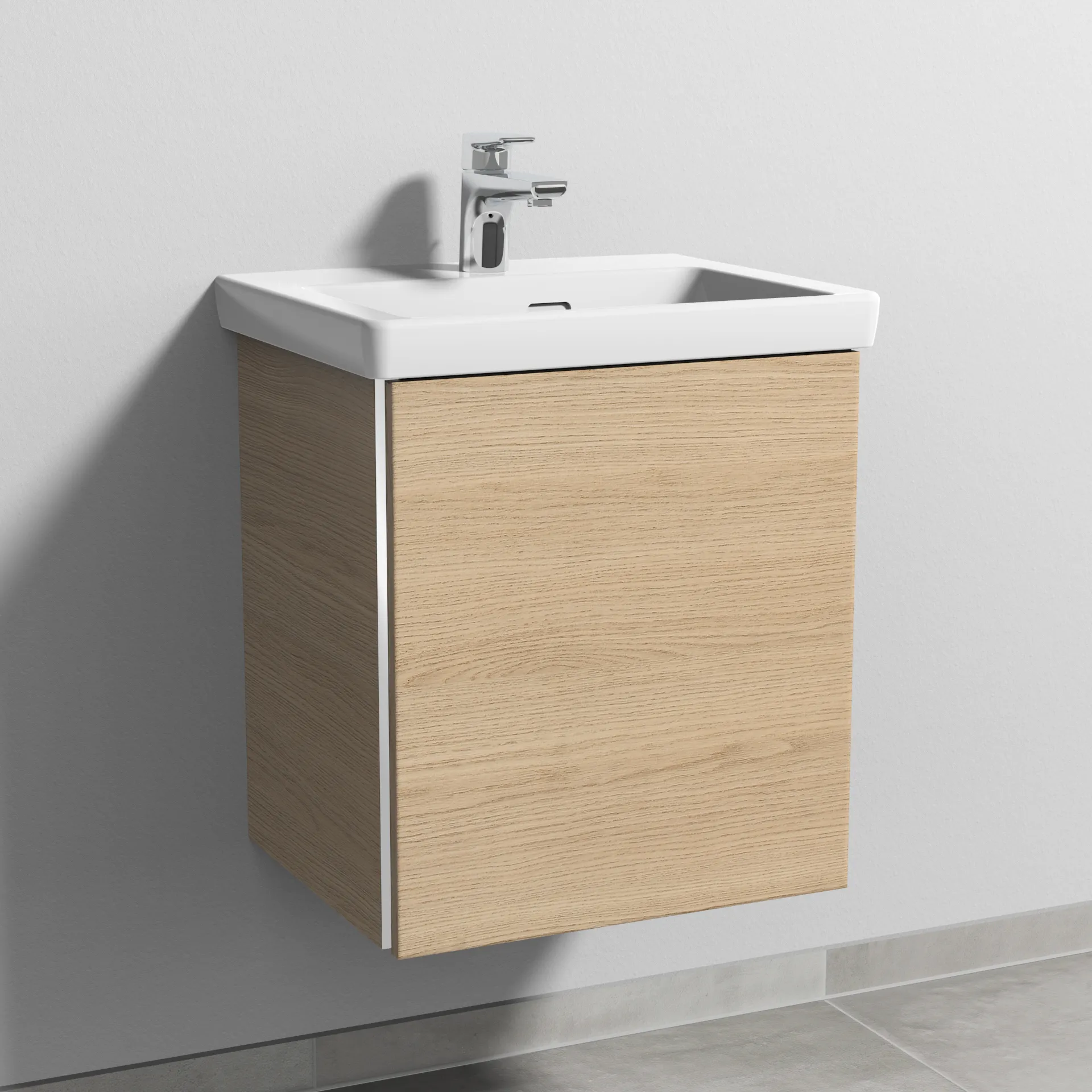 Sanipa Waschtischunterschrank „3way“ 457 × 517 × 391 mm in Eiche Nordic, Anschlag rechts