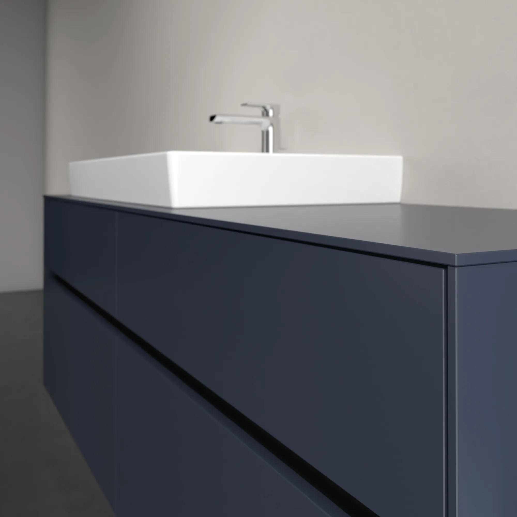 Villeroy & Boch Waschtischunterschrank „Collaro“ 1600 × 548 × 500 mm Marine Blue, mit Beleuchtung, für Becken links