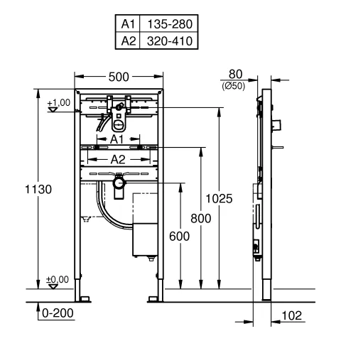 Grohe Rapid SL Waschtisch-Element Rapid SL 38748_2, 1,13 m Bauhöhe Grohe Rapid SL Waschtisch-Element Rapid SL 38748_2, 1,13 m Bauhöhe