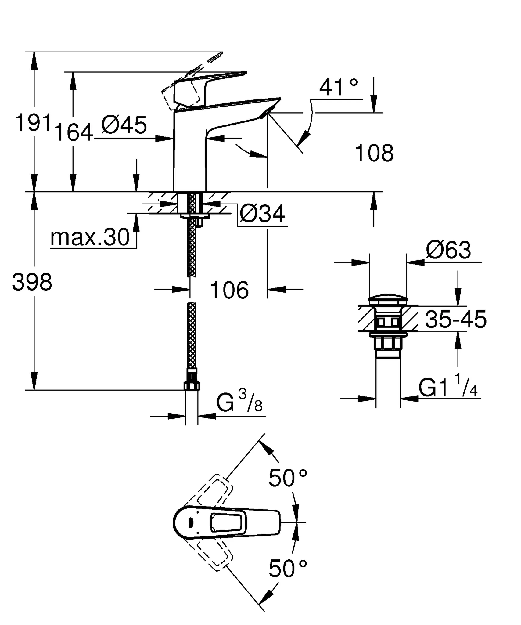 Einhand-Waschtischbatterie BauLoop 23886_1, M-Size, Einlochmontage, mit Temperaturbegrenzer, EcoJoy 5,7 l/min Mousseur, glatter Körper, Push-open Ablaufgarnitur aus Kunststoff 1 1/4″, chrom Einhand-Waschtischbatterie BauLoop 23886_1, M-Size, Einlochmontage, mit Temperaturbegrenzer, EcoJoy 5,7 l/min Mousseur, glatter Körper, Push-open Ablaufgarnitur aus Kunststoff 1 1/4″, chrom