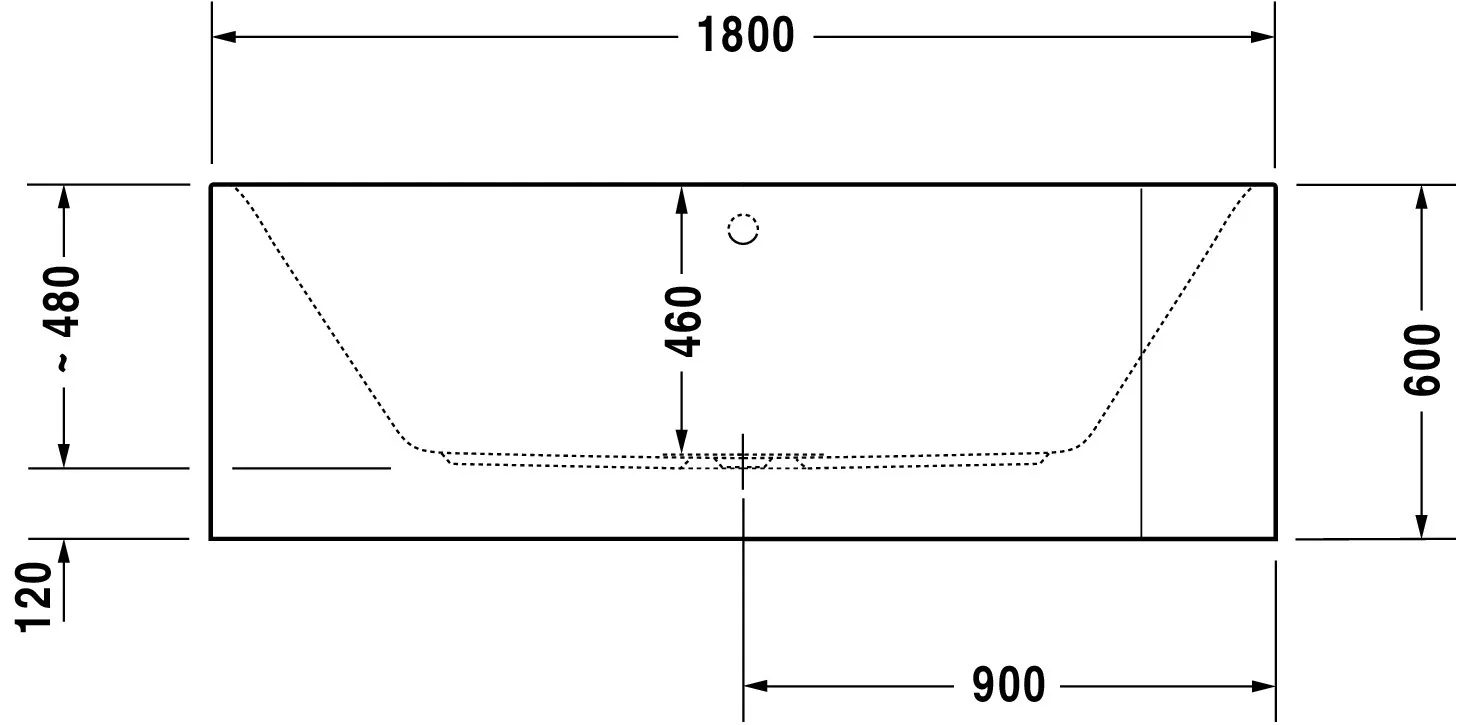 Duravit Badewanne „Happy D.2“ vorwand rechteck 180 × 80 cm, links