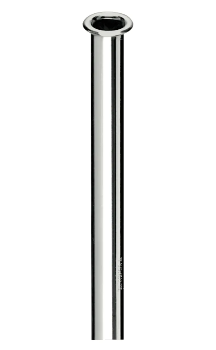 Kupferrohr Ø 12 mm, Einerseits mit Bördel Ø 18 mm für G 1/2 Überwurfmutter, andererseits glatt, 1000 mm, chrom Kupferrohr Ø 12 mm, Einerseits mit Bördel Ø 18 mm für G 1/2 Überwurfmutter, andererseits glatt, 1000 mm, chrom