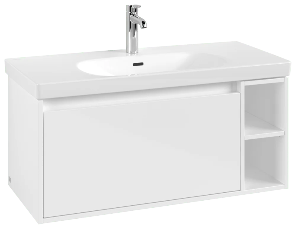 Villeroy & Boch Waschbeckenunterschrank Skyla C79100, 972 x 436 x 439 mm, Eckig, Waschbecken mittig, brillantweiß