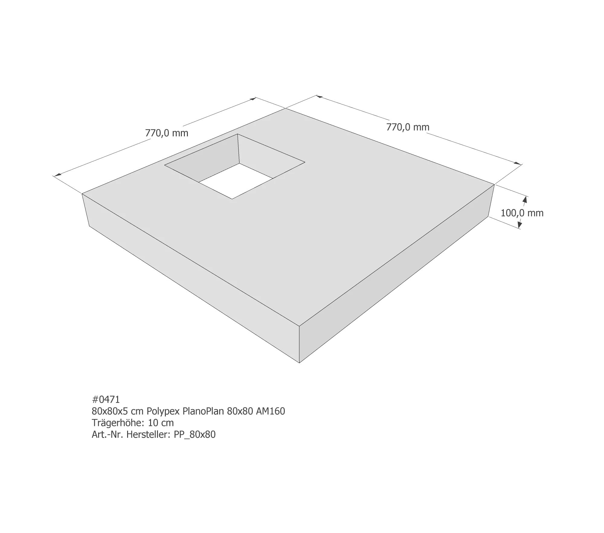 Duschwannenträger für Polypex PlanoPlan 100 × 90 × 5 cm