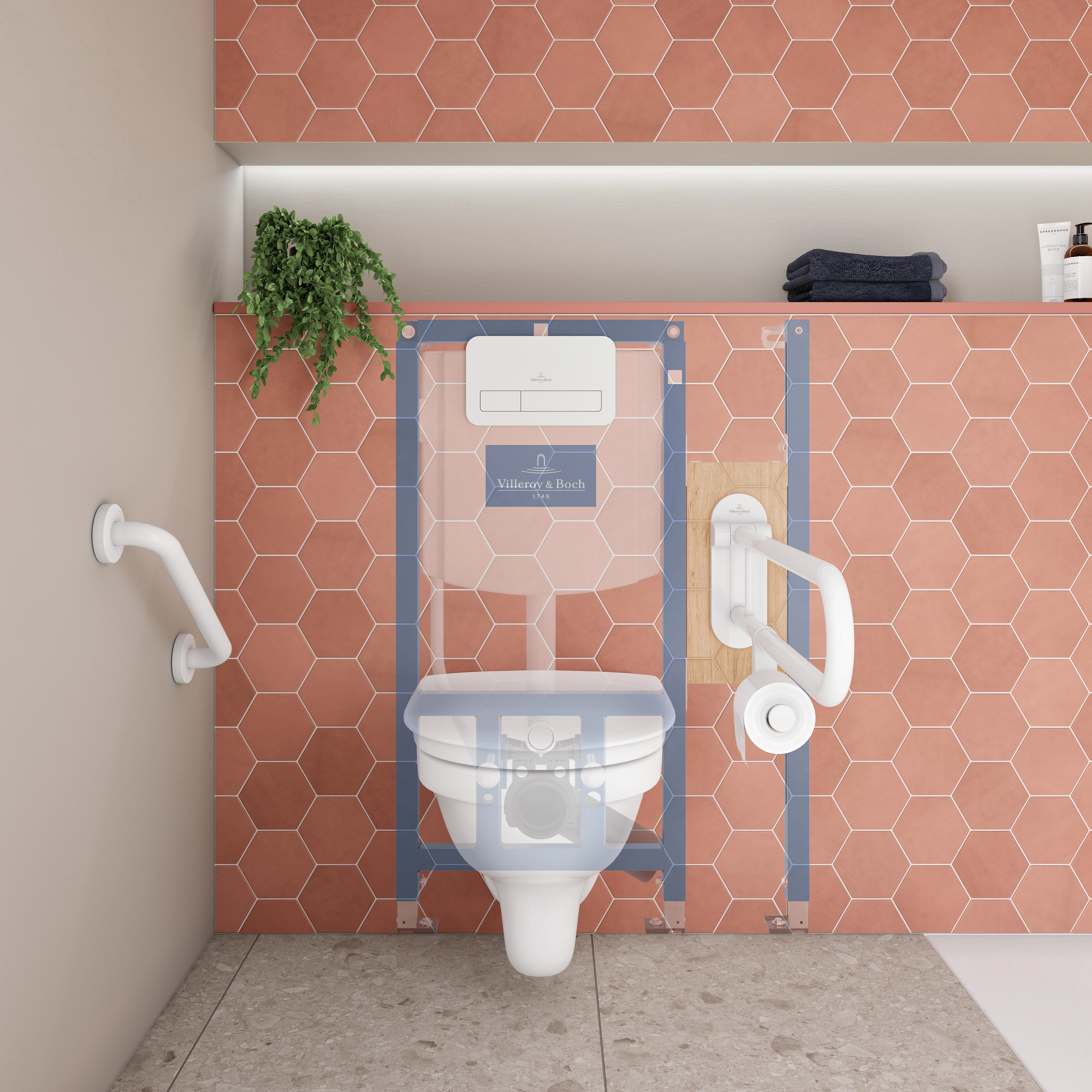 Wand-Tiefspül-WC DirectFlush „ViCare“ 36 × 46 × 59,5 cm ohne Spülrand