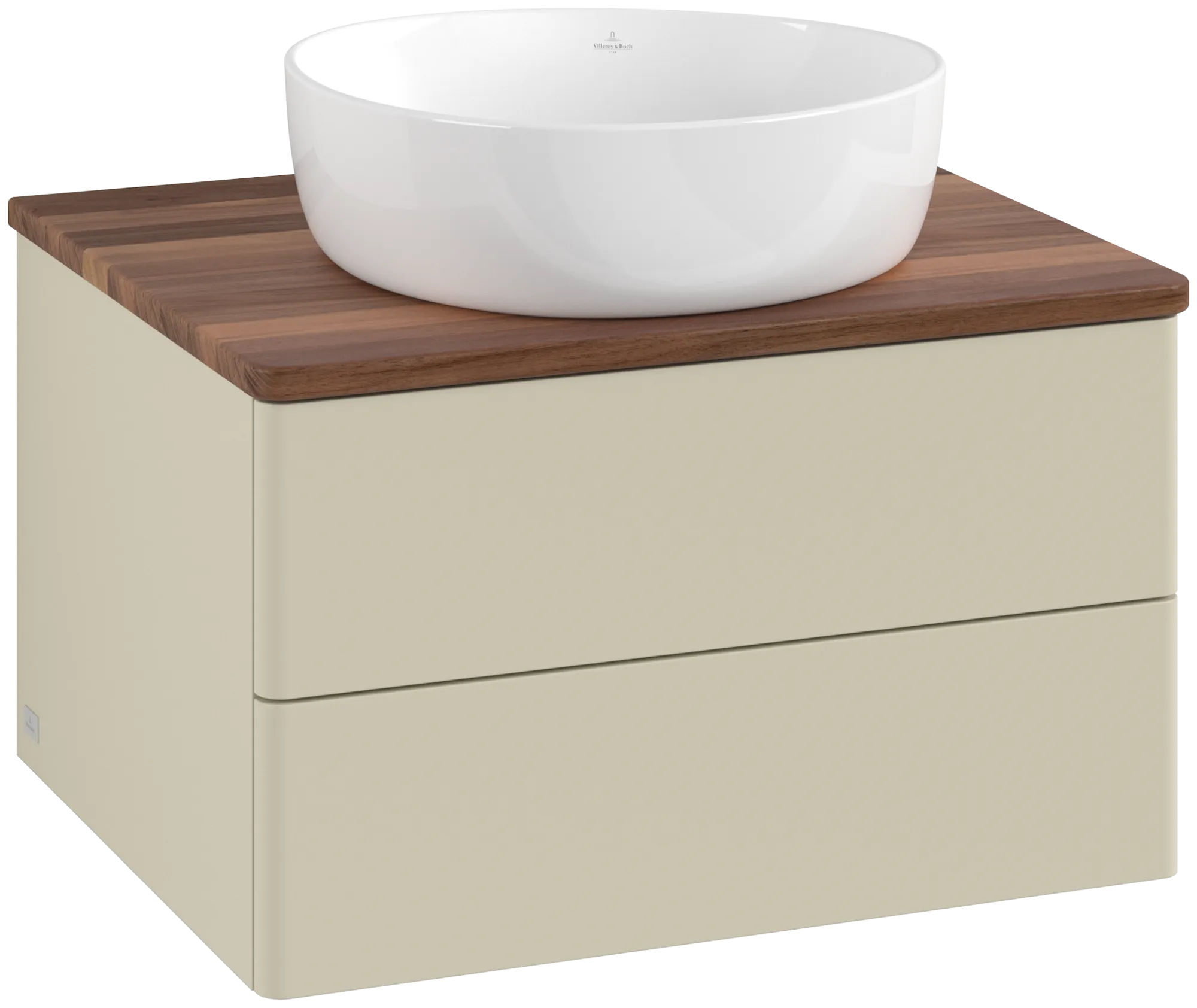 Villeroy & Boch Antao Waschbeckenunterschrank K18_1, 600 x 360 x 500 mm, Silk Grey Matt Lacquer / Warm Walnut