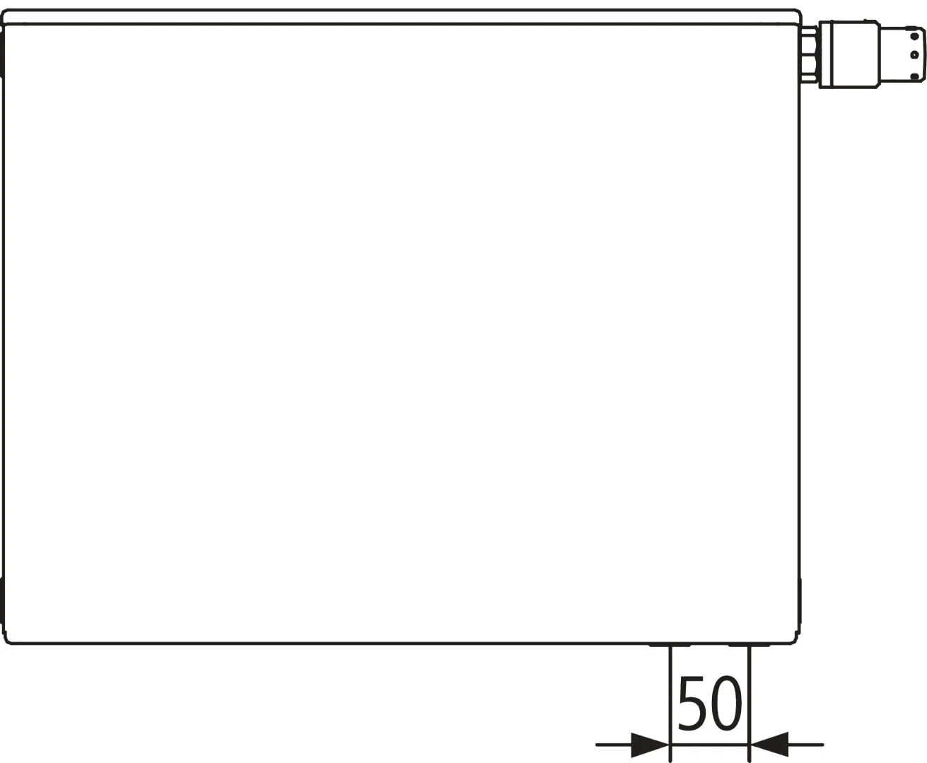 Flachheizkörper therm-x2 Plan-V Hygiene Typ 20, HxLxT: 305x1005x102 mm, Farbe: Weiß RAL 9016 seidenglanz, Ventilposition: links, 10 bar, Abdeckung: ohne, Wärmeleistung 75/65-20: 541 Watt, Bohrkonsole