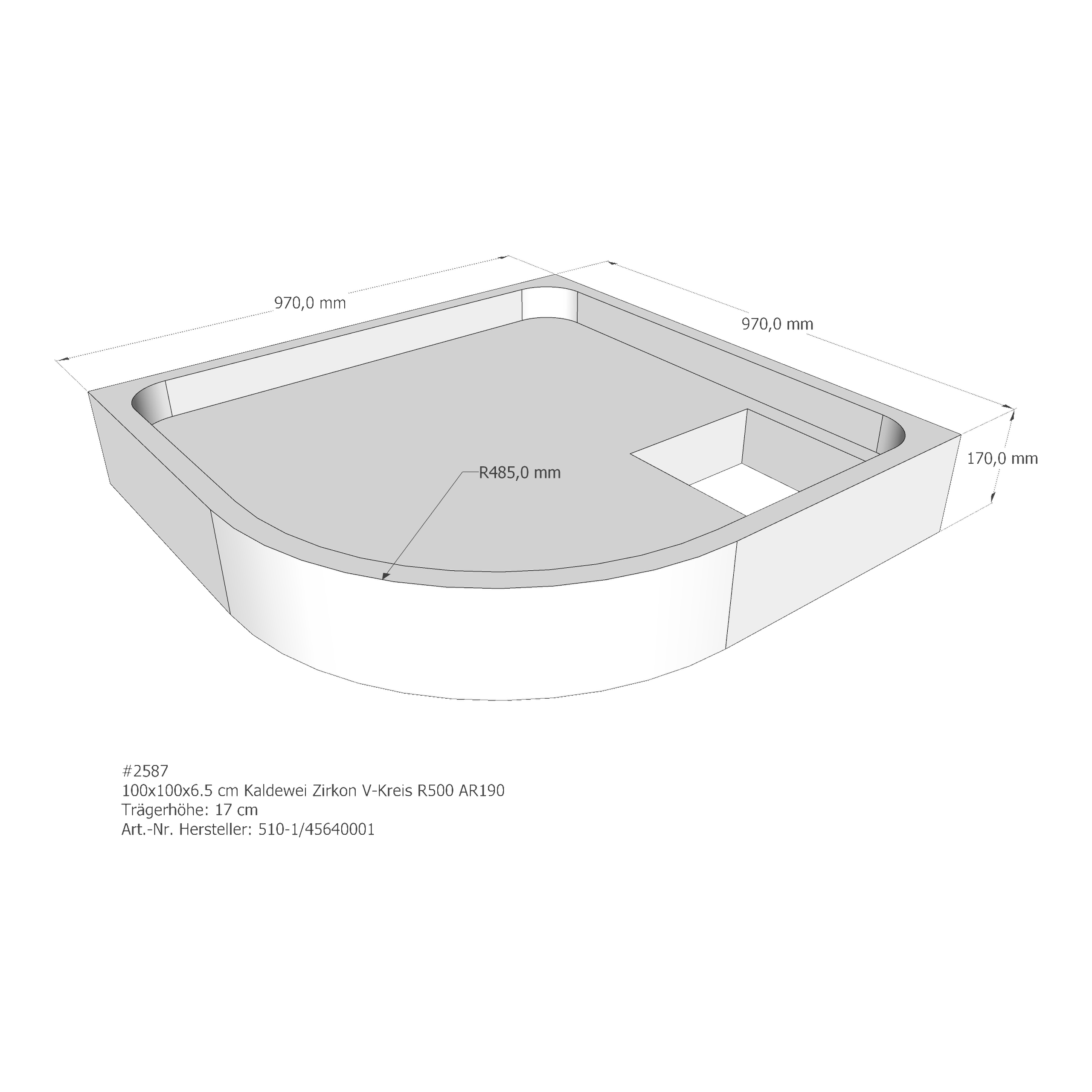 Duschwannenträger für Kaldewei Zirkon 100 × 100 × 6,5 cm Duschwannenträger für Kaldewei Zirkon 100 × 100 × 6,5 cm
