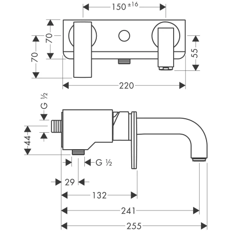 Wannenmischer Axor Citterio Aufputz DN15 chrom