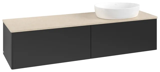 Villeroy & Boch Waschtischunterschrank „Antao“ 1600 × 360 × 500 mm Black Matt Lacquer, für Becken rechts, mit Beleuchtung Villeroy & Boch Waschtischunterschrank „Antao“ 1600 × 360 × 500 mm Black Matt Lacquer, für Becken rechts, mit Beleuchtung