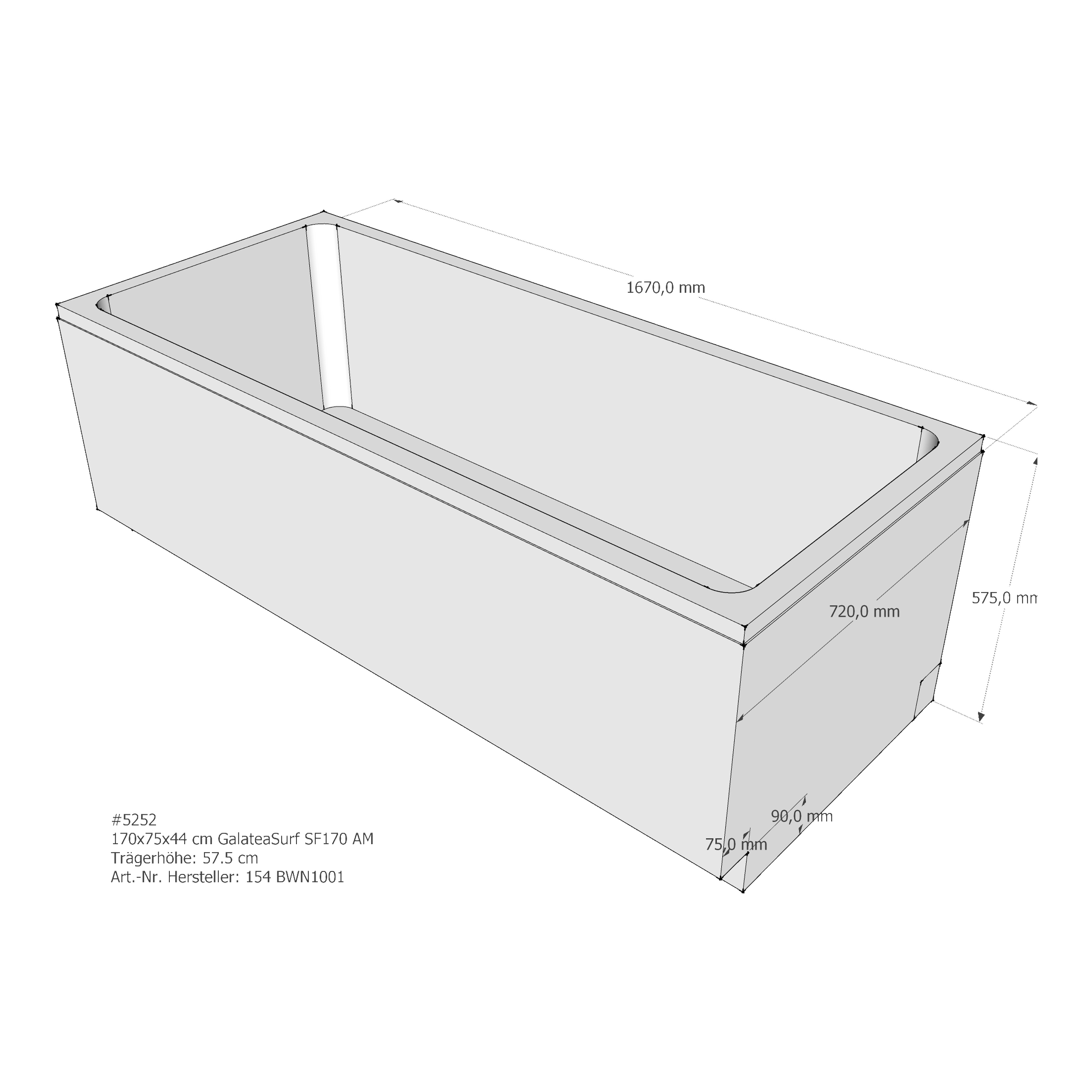 Badewannenträger für Galatea ~Surf SF 170 170 × 75 × 44 cm Badewannenträger für Galatea ~Surf SF 170 170 × 75 × 44 cm