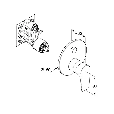 Kludi PURE&SOLID UP-Wafü-/Br.-EHM Push Set m. Funktionseinheit, f.88022 chrom