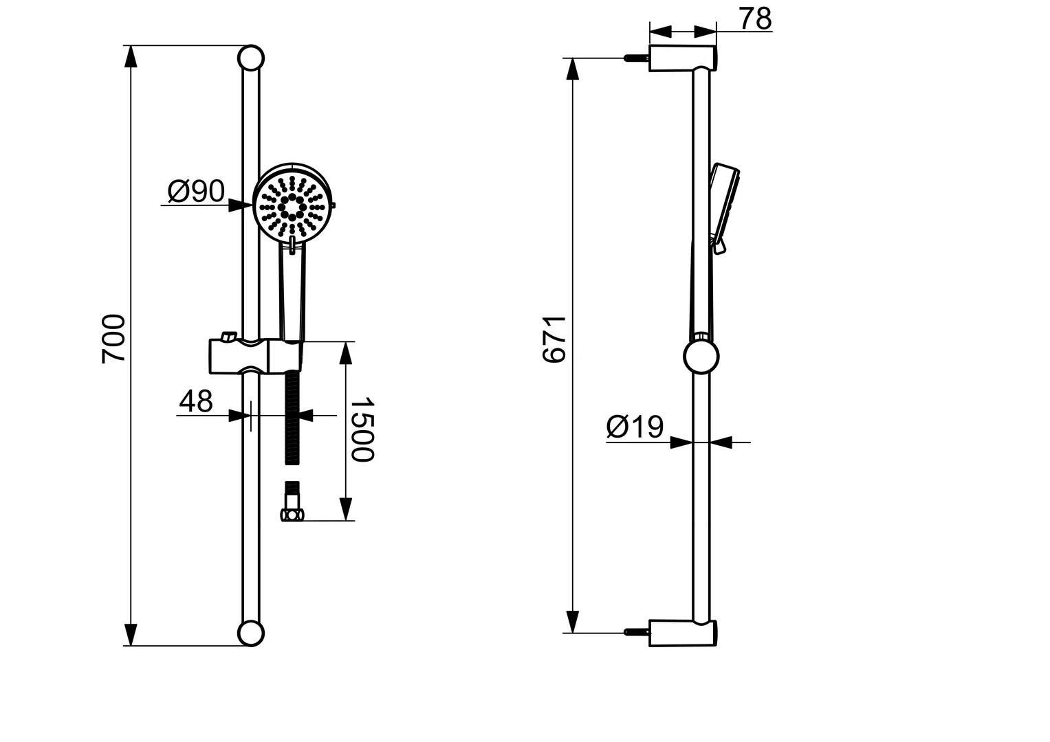 HansaBASIC Wandstangengarnitur HansaBASIC 5578 3-strahlig DN15 Chrom