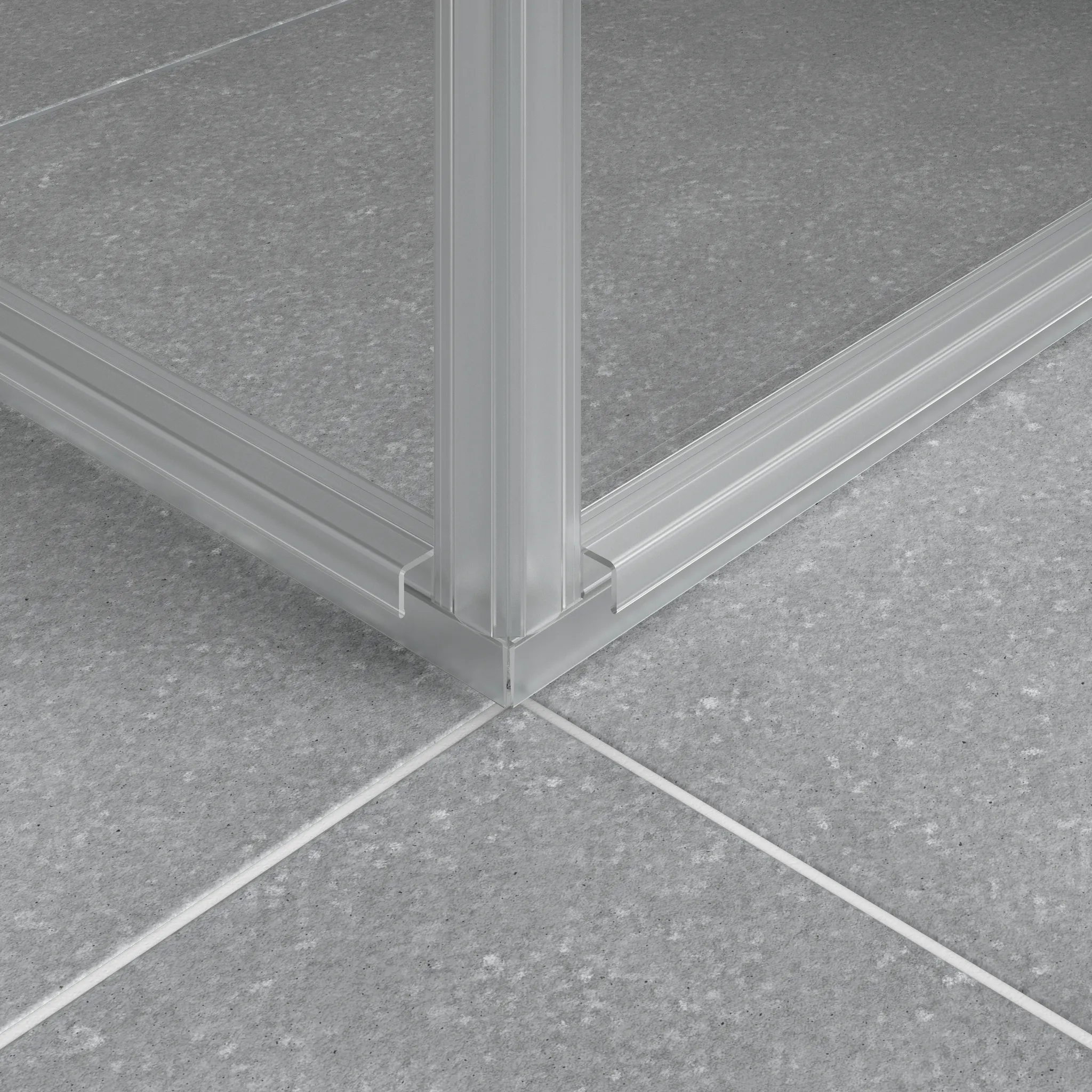 Kermi Duschtür Gleittür 2-teilig bodenfrei mit Festfeld links für Ecke „NICA“ Glas Klar, Profile Silber Hochglanz, BV: 975 - 1000 mm GAK: 970 - 995 mm WE: 985 - 1010 mm H: 1850 mm