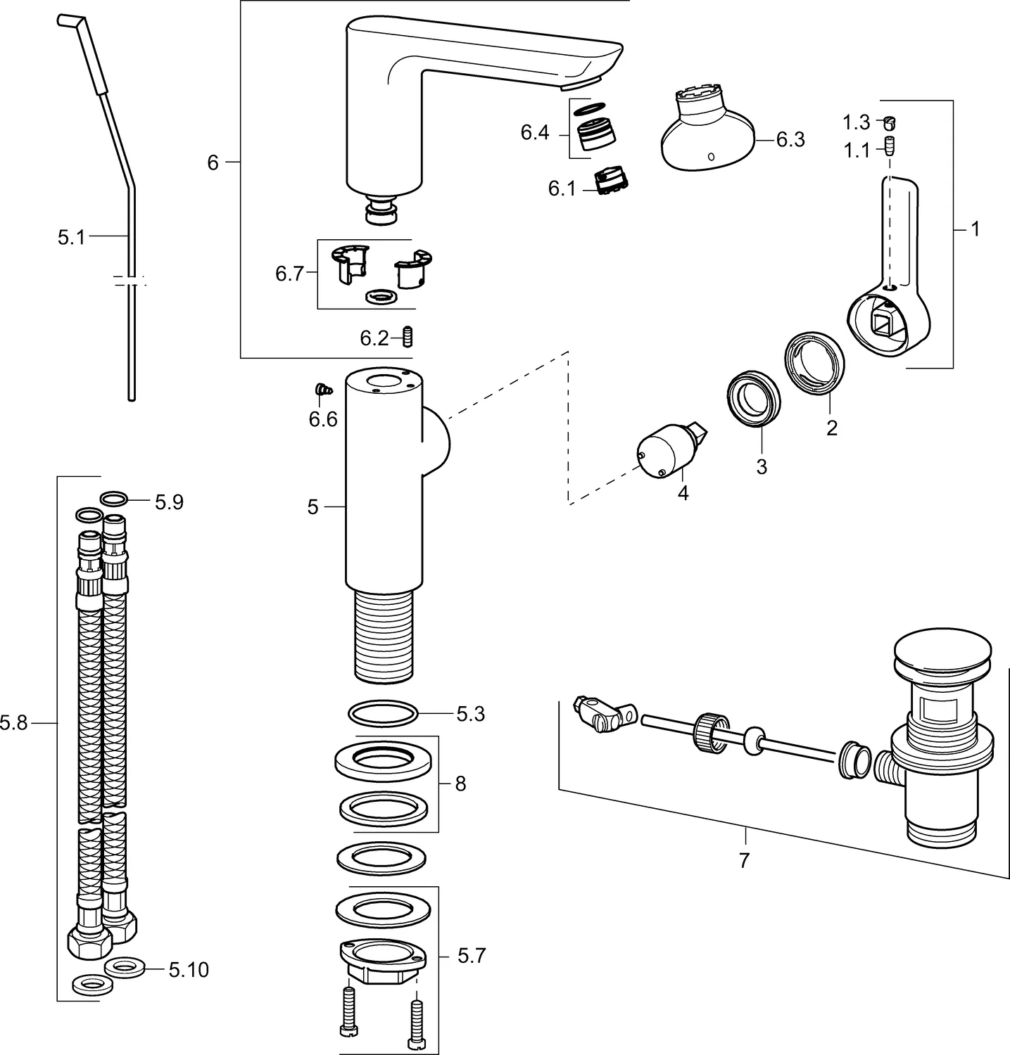 HansaLIGNA Einhebelmischer Waschtischbatterie 5535, Ausladung 116 mm, DN15, Chrom HansaLIGNA Einhebelmischer Waschtischbatterie 5535, Ausladung 116 mm, DN15, Chrom
