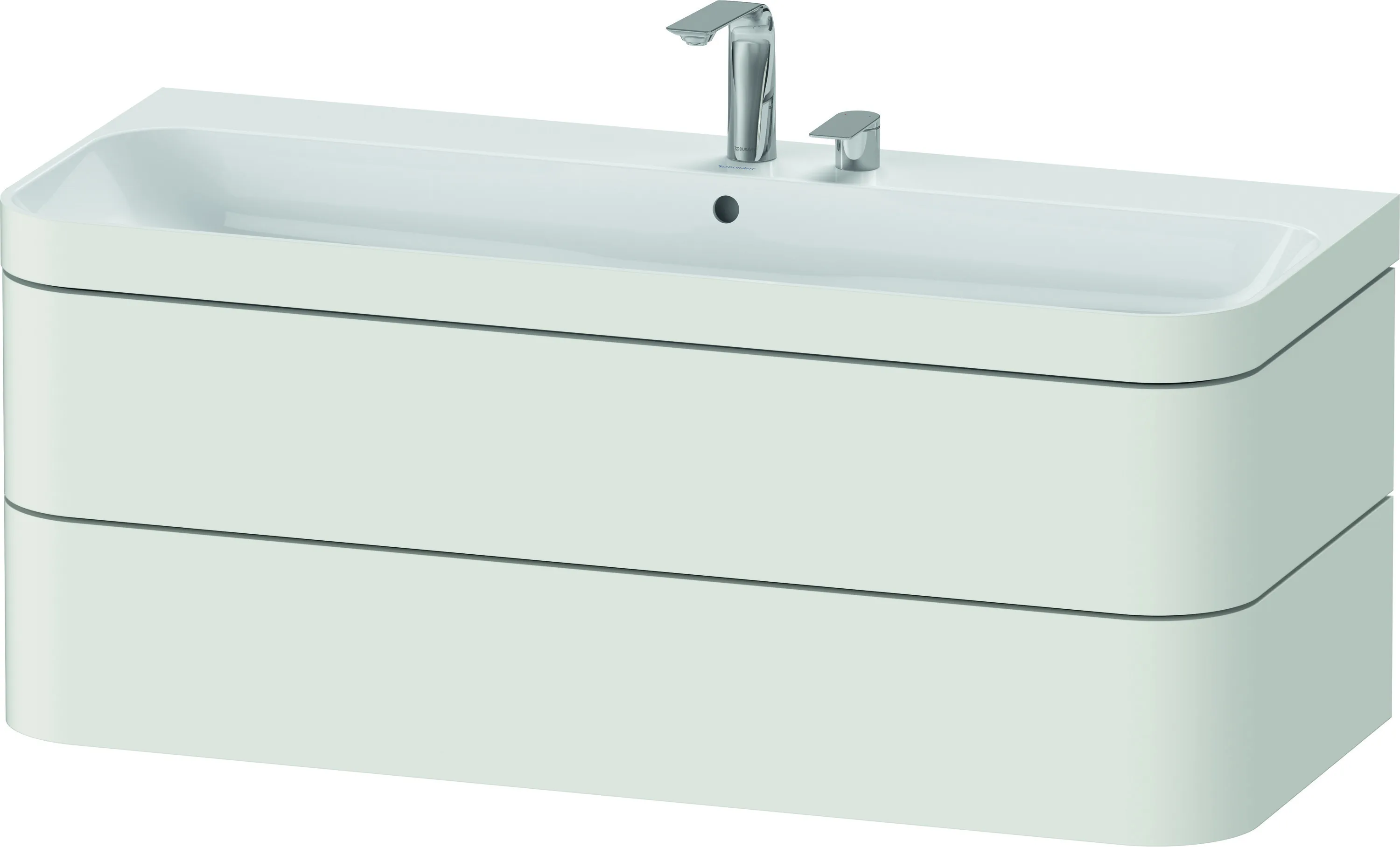 Duravit Waschtischunterschrank c-shaped Set wandhängend „Happy D.2 Plus“ 117,5 × 48 × 49 cm Nordic Weiß Seidenmatt