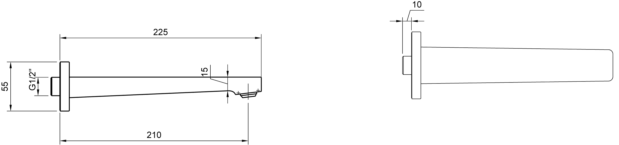 Badewannenauslauf „Architectura Square“ 22,4 cm in Chrom Badewannenauslauf „Architectura Square“ 22,4 cm in Chrom