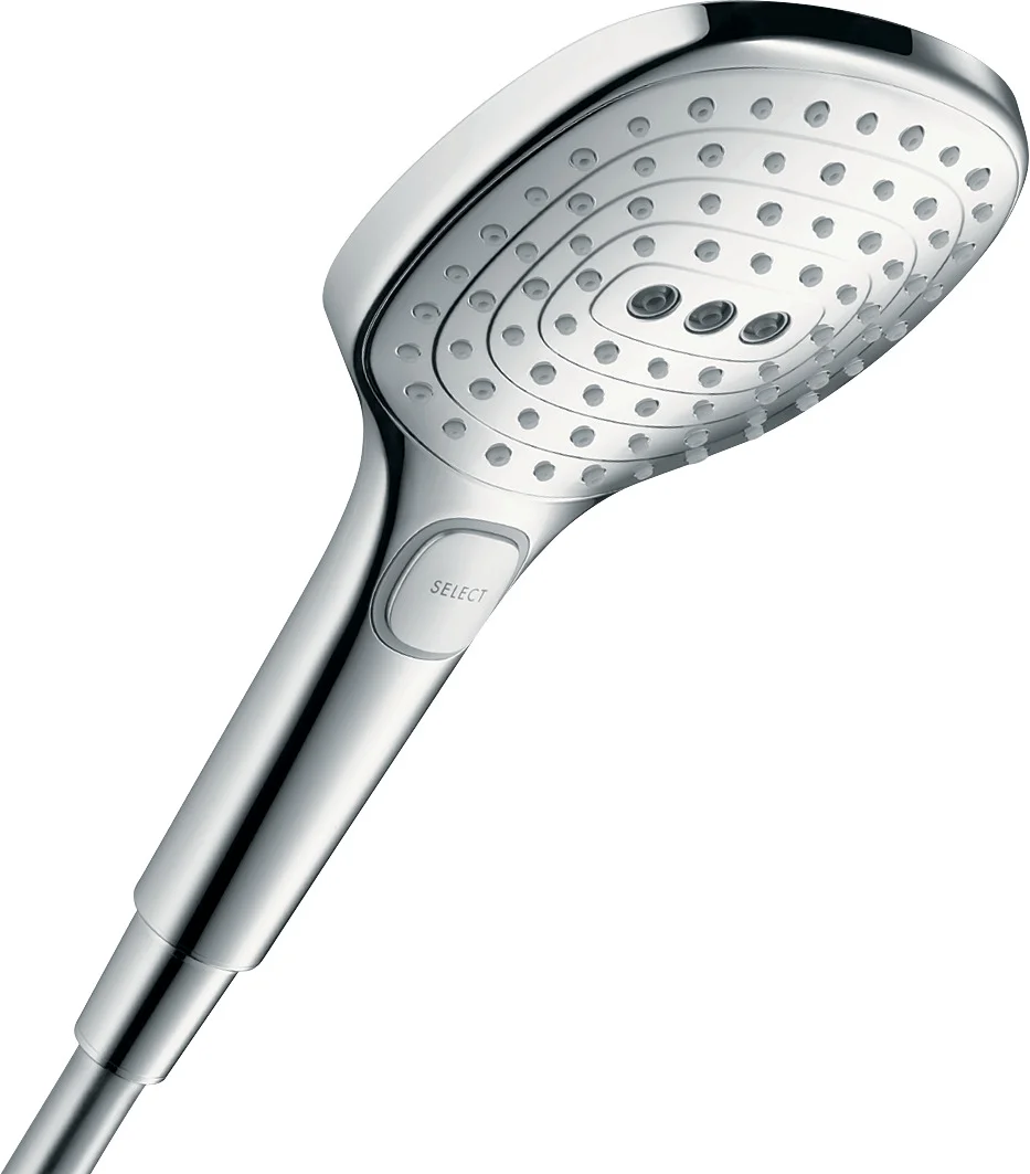 Hansgrohe Handbrause Raindance Select E EcoSmart Chrom, 120 mm Brausekopfgröße, 3 Strahlarten, QuickClean, max. Durchfluss 8,5 l/min bei 3 bar
