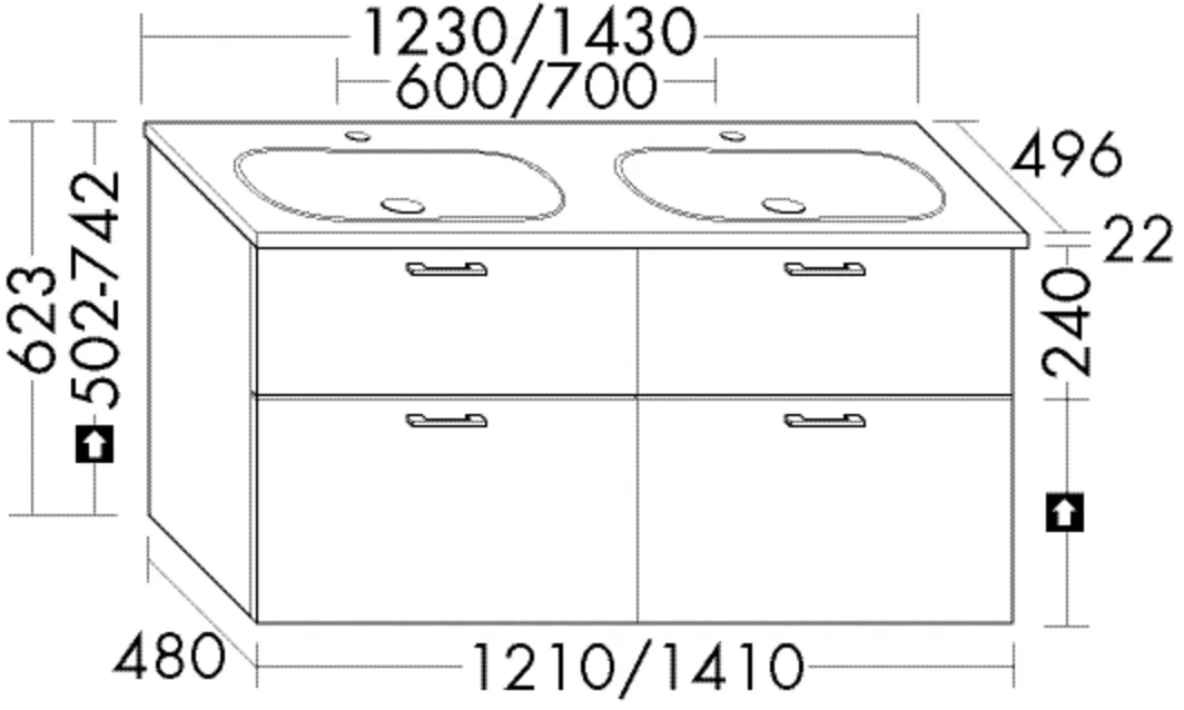 burgbad Badmöbelset „Sys30“ Stangengriff, Chrom (250 / 500 / 760 mm), in Anthrazit Solid Matt burgbad Badmöbelset „Sys30“ Stangengriff, Chrom (250 / 500 / 760 mm), in Anthrazit Solid Matt
