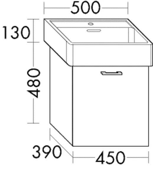 Waschtischunterschrank Sys30 von burgbad – 1 Auszug, 480 mm hoch, 450 mm breit, 390 mm tief