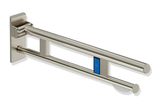 HEWI System 900 Stützklappgriff Duo, Design A, Edelstahl, PVD nickel gebü., Ausladung 850 mm HEWI System 900 Stützklappgriff Duo, Design A, Edelstahl, PVD nickel gebü., Ausladung 850 mm
