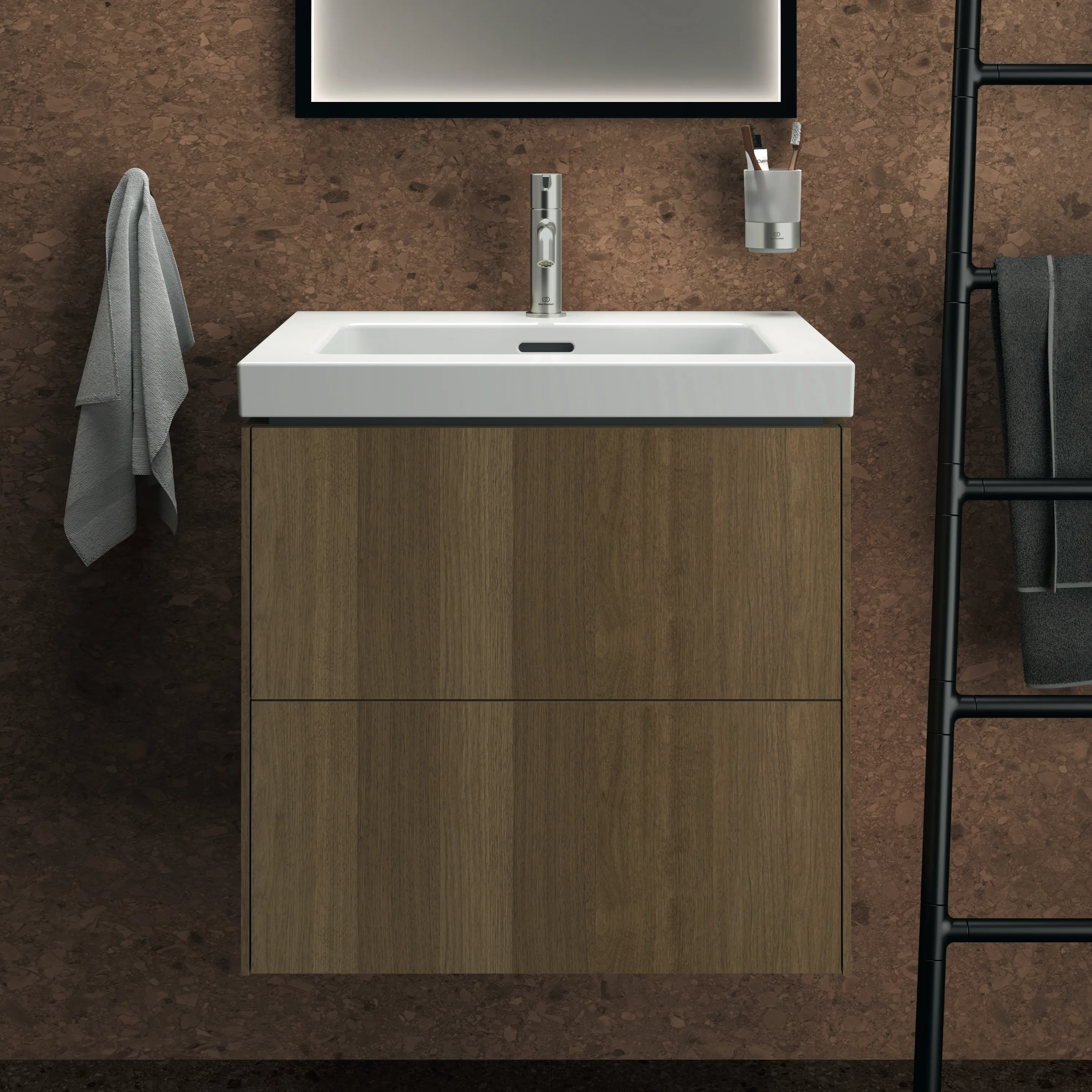 Ideal Standard Waschtischunterschrank „Conca“ 60 × 55,5 × 50,5 cm Walnuss dunkel Furnier Ideal Standard Waschtischunterschrank „Conca“ 60 × 55,5 × 50,5 cm Walnuss dunkel Furnier