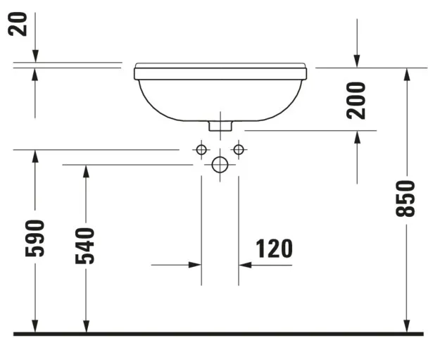 Einbauwaschtisch „Starck 3“, mit Überlauf, Hahnlochposition mittig Einbauwaschtisch „Starck 3“, mit Überlauf, Hahnlochposition mittig