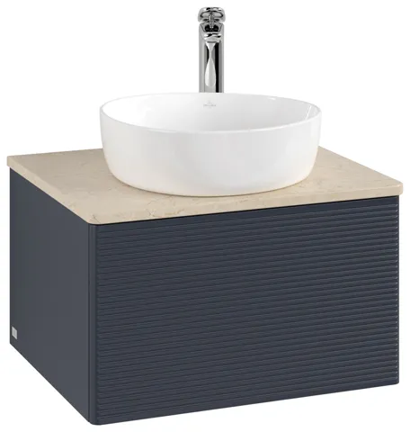 Villeroy & Boch Waschtischunterschrank „Antao“ 600 × 360 × 500 mm Midnight Blue Matt Lacquer, für Becken mittig, mit Beleuchtung Villeroy & Boch Waschtischunterschrank „Antao“ 600 × 360 × 500 mm Midnight Blue Matt Lacquer, für Becken mittig, mit Beleuchtung