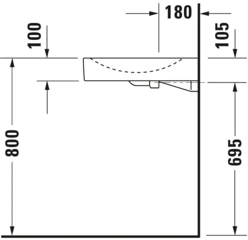 Waschtisch Architec Vital Med 575 mm ohneÜL, mitHLB, HL rechts, weiß