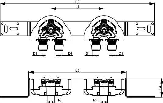 TECElogo-Ax Montageeinheit 150 mm mit U-Doppelwandscheibe Dimension 16 × Rp 1/2″, Si-Bronze TECElogo-Ax Montageeinheit 150 mm mit U-Doppelwandscheibe Dimension 16 × Rp 1/2″, Si-Bronze