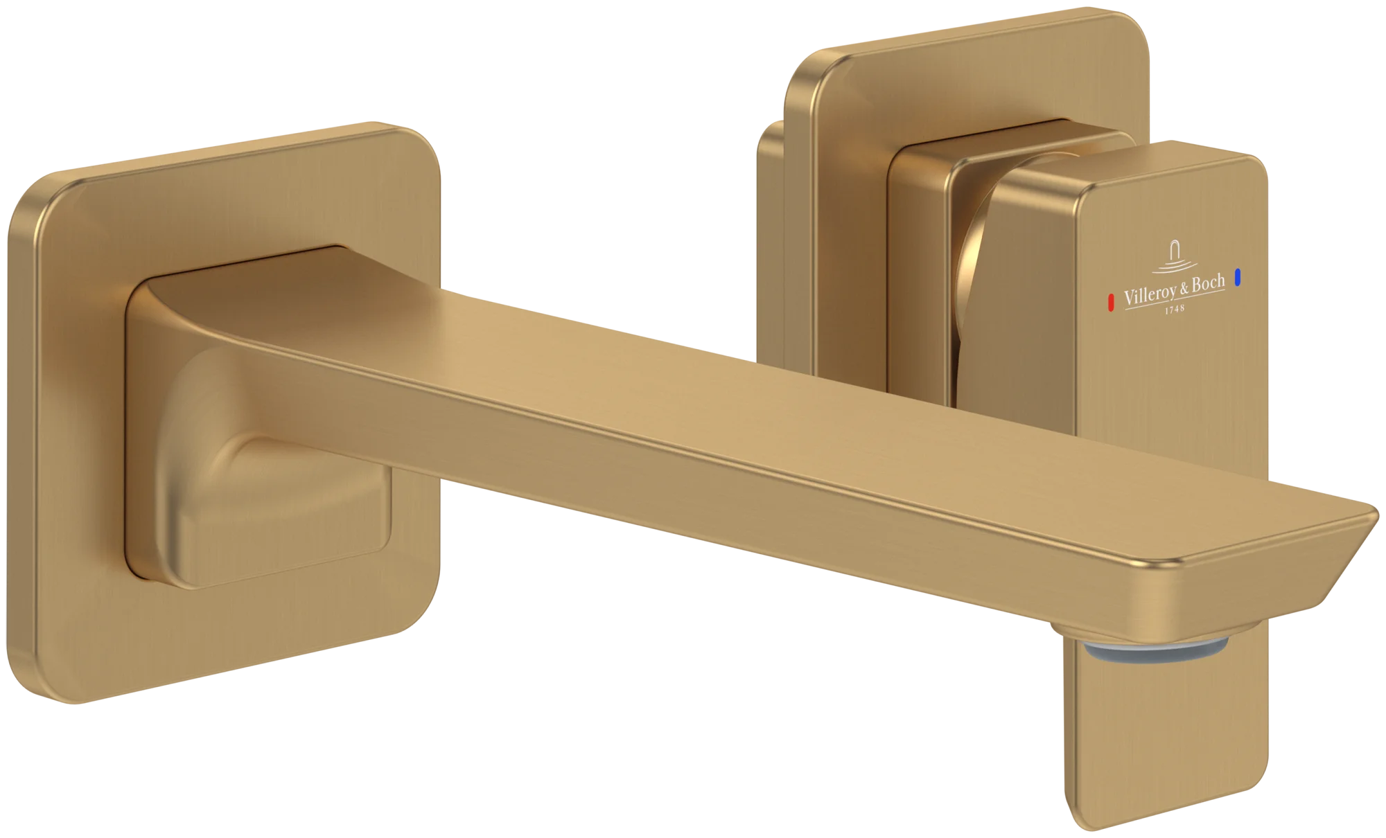 Villeroy & Boch Einhebel-Waschtischarmatur Subway 3.0, eckig, Brushed Gold, 115 mm Höhe, 225 x 215 mm, mit AirPlus und AquaSmart Technologie