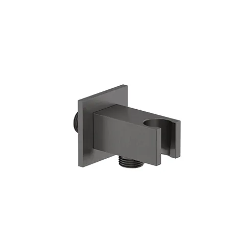 Kludi A-QA Wandanschlussbogen mit Brausehalter, eckig, Brushed Gunmetal PVD, DN 15, Ausladung 48 mm
