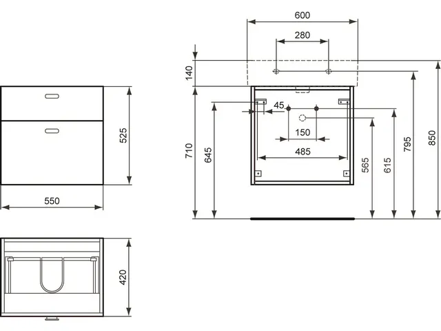 Ideal Standard Auszugsfront Connect Cube, Amerikanische Eiche Dekor, WTUS 550 mm