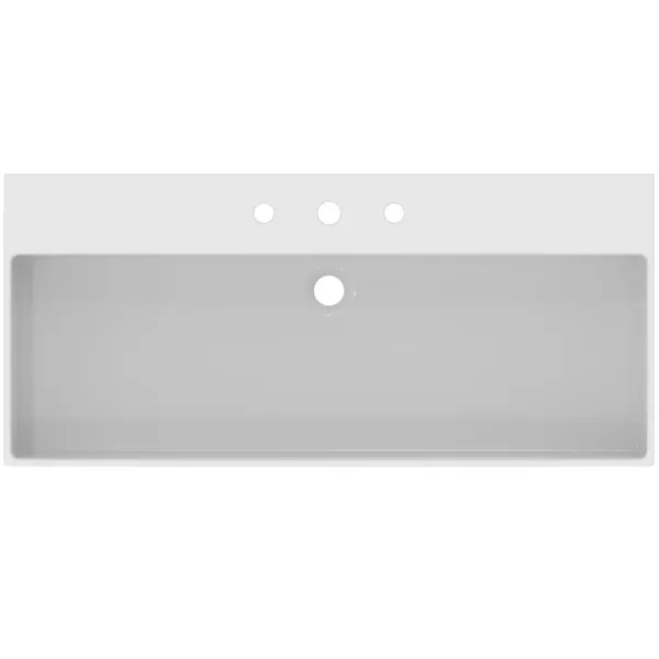 Waschbecken „Extra“ 101,5 × 45 × 15 cm, Hahnlochposition mittig in Weiß