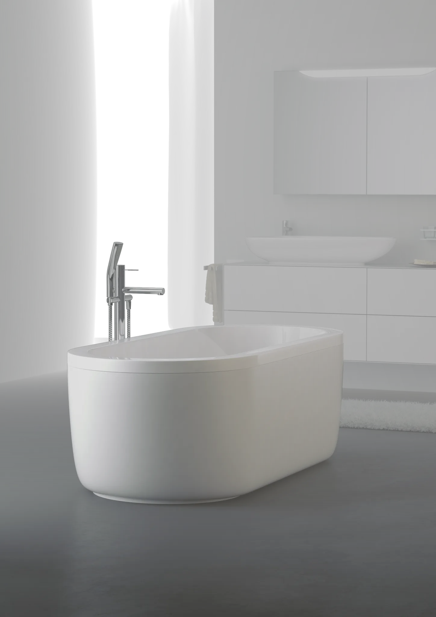 Kermi Duschdesign Freistehende Badewanne LIVORO VL1, weiß, 1800 x 800 mm, Höhe 575 mm
