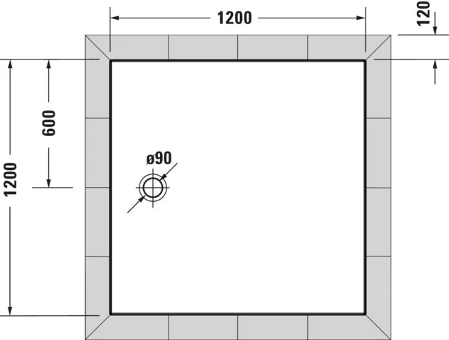 Duravit quadrat Duschwanne „Tempano“ 120 × 120 cm ohne Antislip