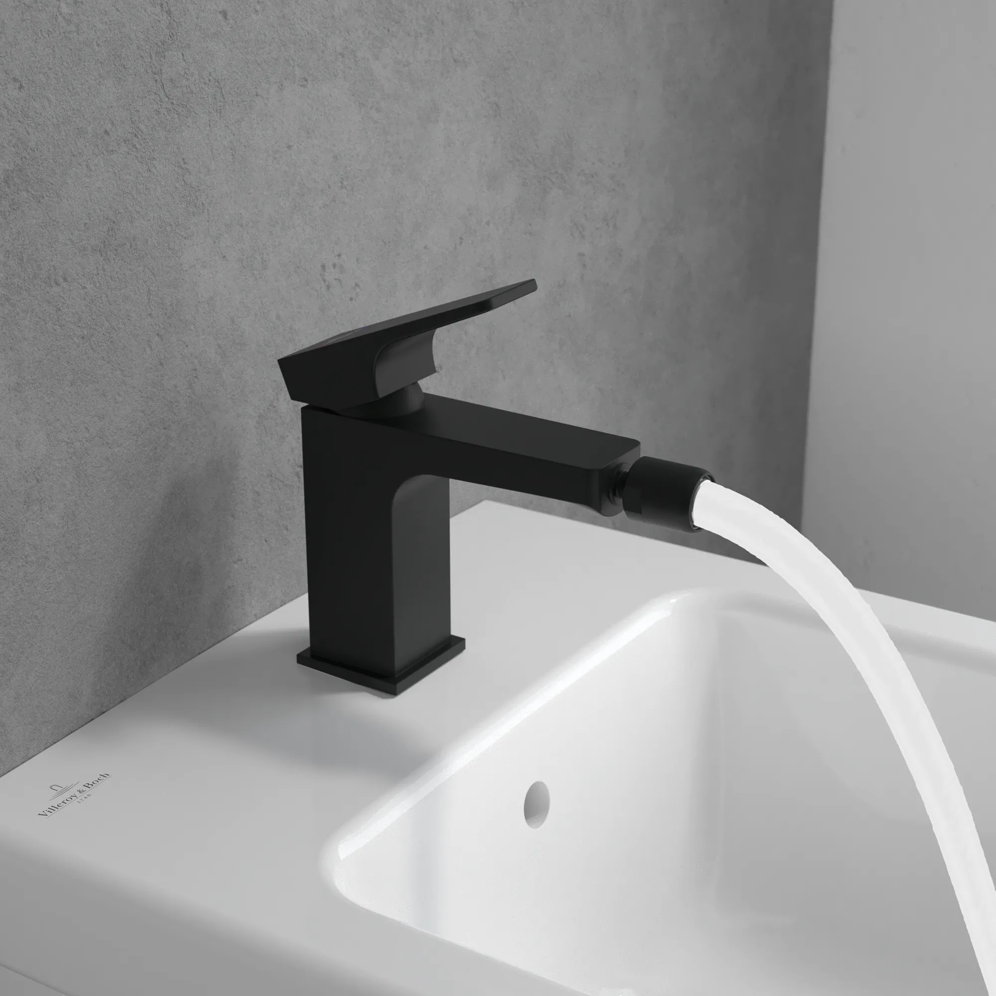 Villeroy & Boch Bidetarmatur Architectura Square, Einhebel, 42x165x139 mm, Matt Black
