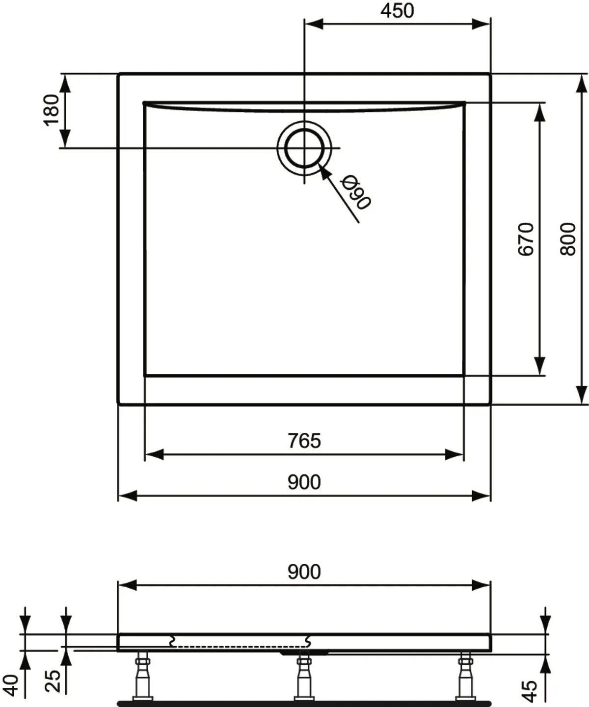 Ideal Standard Duschwanne „UltraLight“