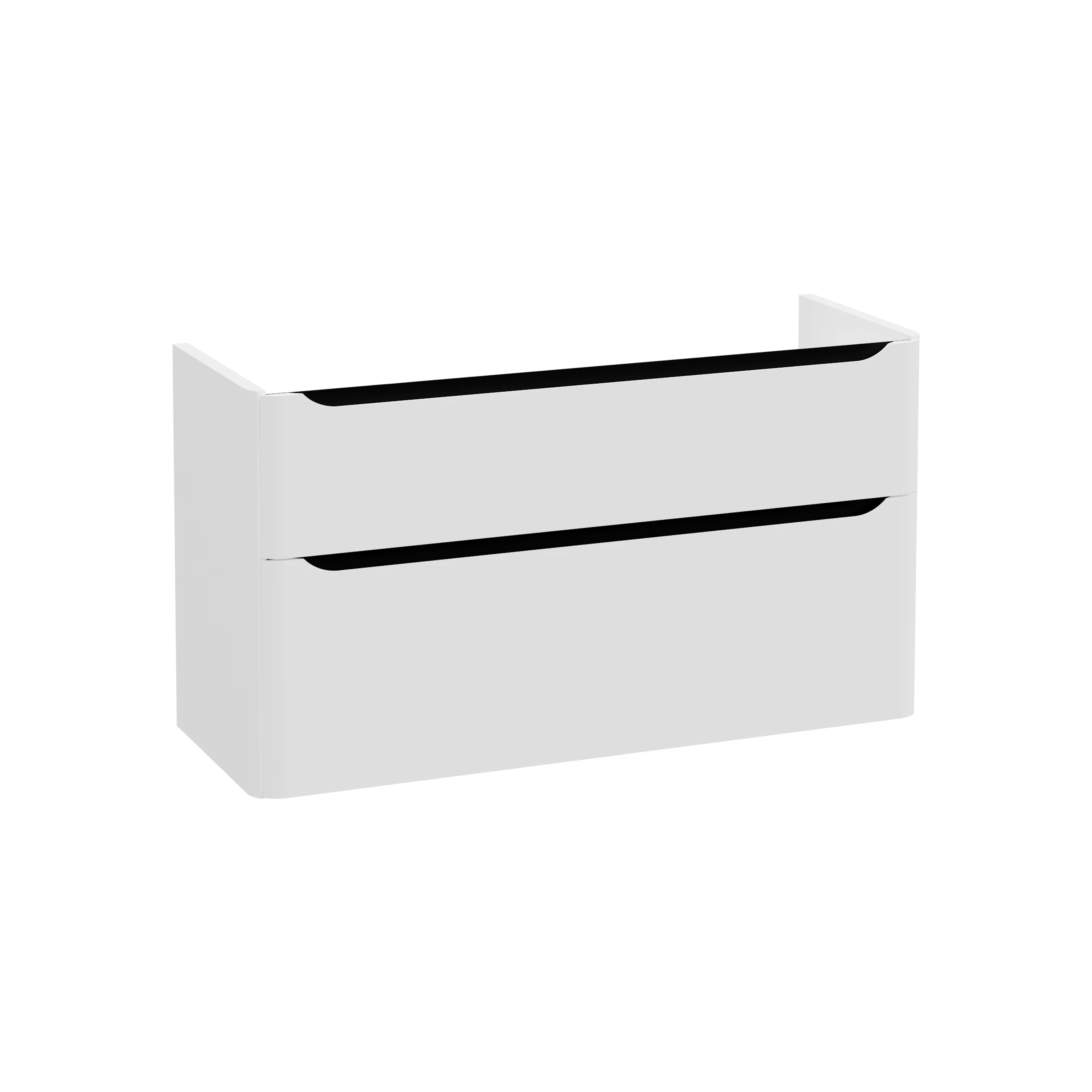 New Integra Round Waschtischunterschrank mit 2 Vollauszügen 117 x 45 x 65 cm (BxTxH) Hellgrau Matt