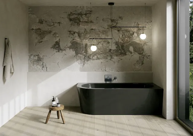 Bette BetteSilhouette Badewanne 2-Sitzer, Eck, Sonderform, 1850x850x420 mm, Midnight, glasierter Titan-Stahl