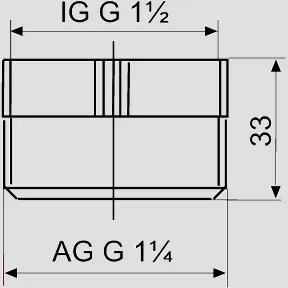 Übergangsstück G1 1/2 IG/ G1 1/4 AG Übergangsstück G1 1/2 IG/ G1 1/4 AG