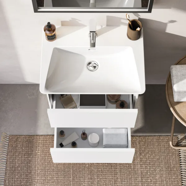 Ideal Standard Möbelwaschtischunterschrank Conca, weiß matt, 500x375x548 mm, 2 Auszüge mit Push-Open und Softclose-Einzug