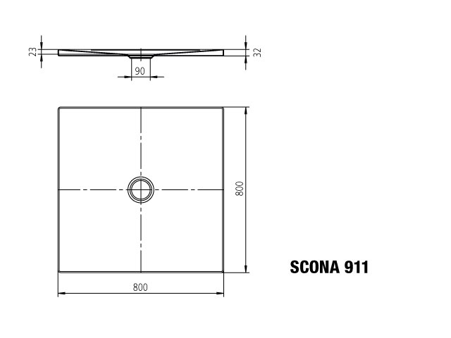 Kaldewei quadrat Duschwanne „Scona“ 80 × 80 cm in warm grey 50