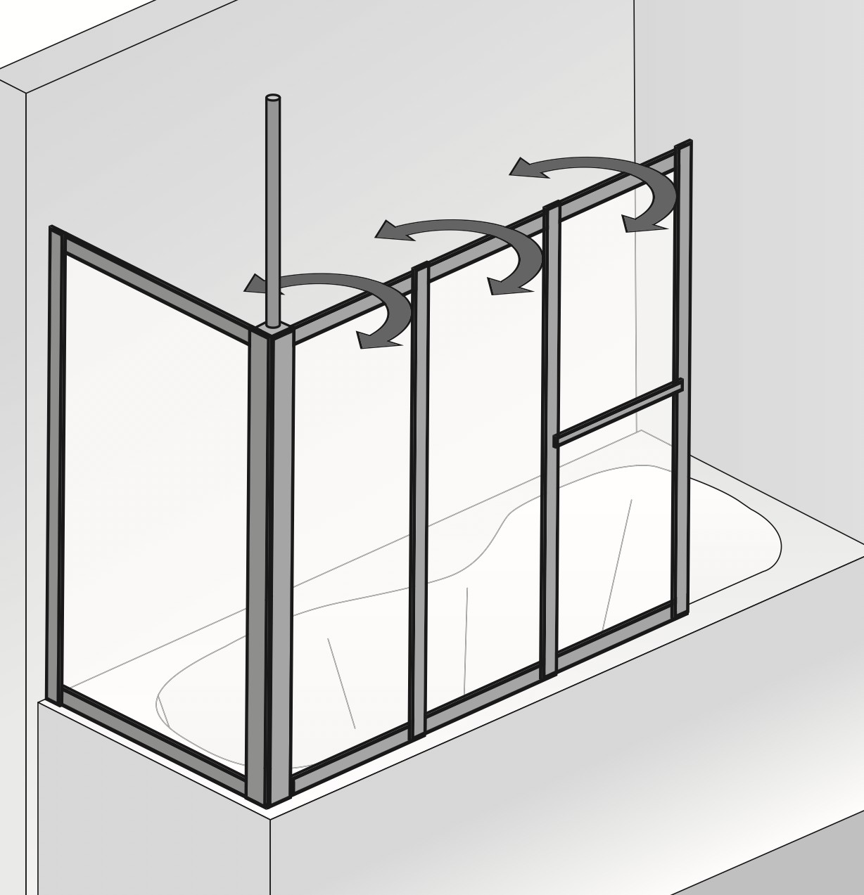 HSK gerahmte Badewannenaufsatz mit Seitenwand „Prima“ 41 / 40 / 40 cm Profile Alu Silber-matt HSK gerahmte Badewannenaufsatz mit Seitenwand „Prima“ 41 / 40 / 40 cm Profile Alu Silber-matt