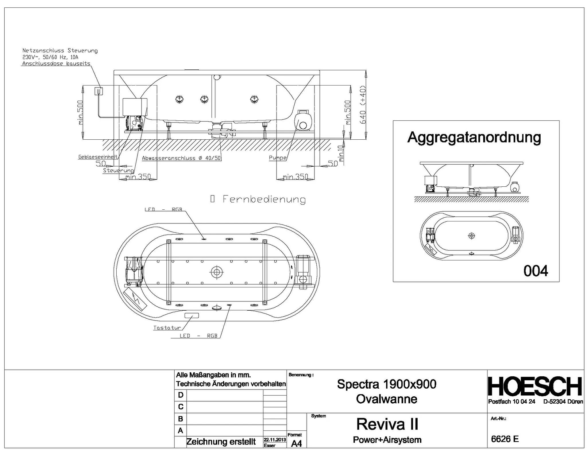 Hoesch Whirlwanne „Spectra“ mit Whirlsystem „Reviva II“ oval 190 × 90 cm, oval in Weiß Hoesch Whirlwanne „Spectra“ mit Whirlsystem „Reviva II“ oval 190 × 90 cm, oval in Weiß